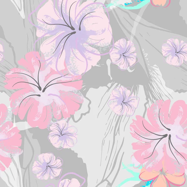 Roze bloemen Bloeiende patroon. Pastel aquarel. — Stockvector