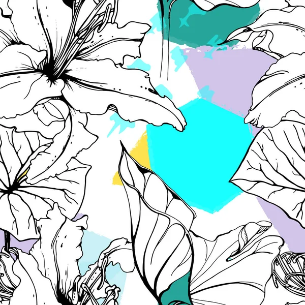 Květinová geometrický tisk tropické džungle list štětec — Stockový vektor