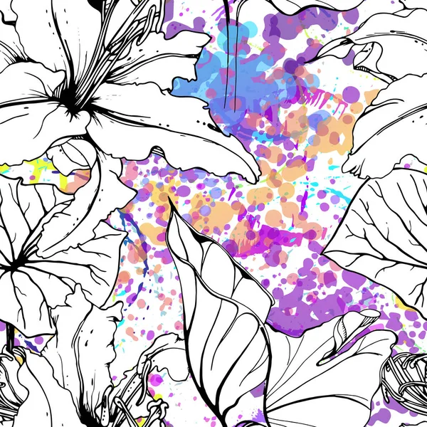 Konstnärlig blommig sömlös mönster. Vektortryck — Stock vektor