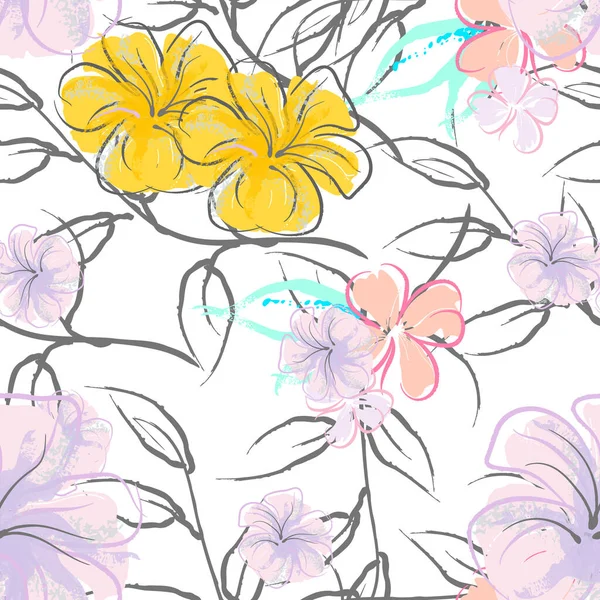 Fleurs roses motif de floraison. Aquarelle pastel. — Image vectorielle