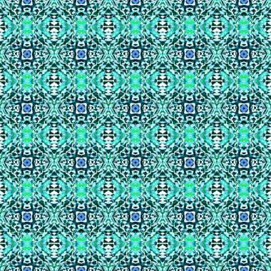 Suluboya Yüzey Mozaiği. Teal, Yeşil, Nane 