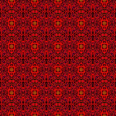 Geo Geometric Medallion. Orange, Red, Pink Woven. 