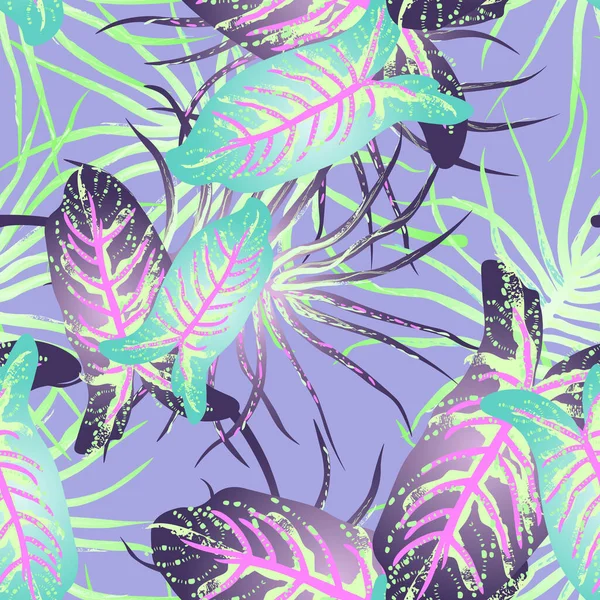 Tropical Leaf Modern Motif (en inglés). Jungle Print. Follaje Verano — Vector de stock