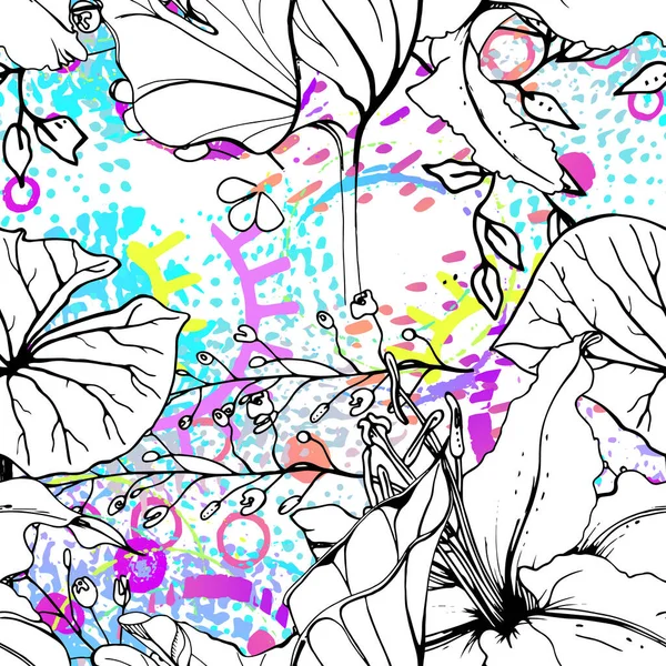 Künstlerische Floral Seamless Pattern. Vektordruck — Stockvektor