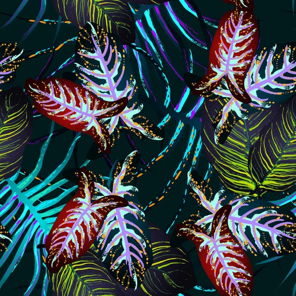 Tropik Yaprak. Modern Motif. Orman Yazdırma.