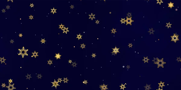 Chute d'or flocons de neige motif sans couture. — Image vectorielle