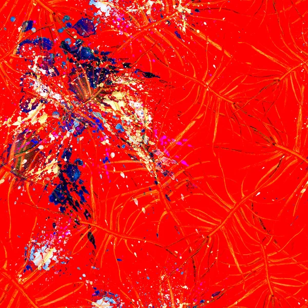 Tropik Yaprak. Kırmızı Modern Motif. Orman Yazdırma.