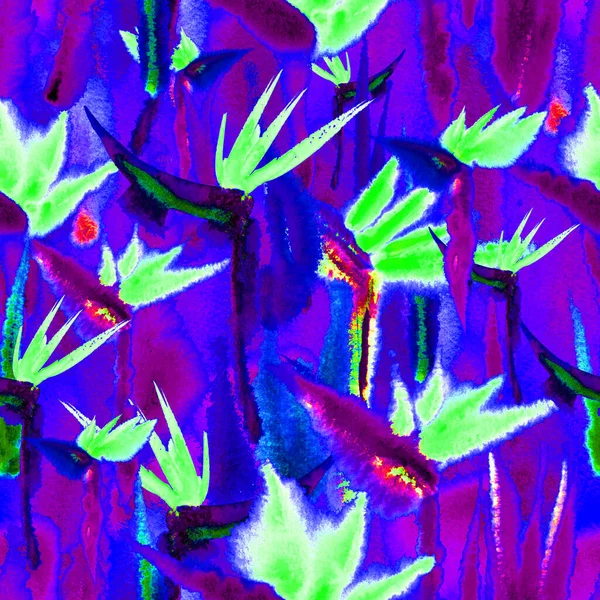Тропічні джунглі екзотичний квітковий принт яскравий безшовний візерунок нескінченно повторюваний яскравий — стокове фото