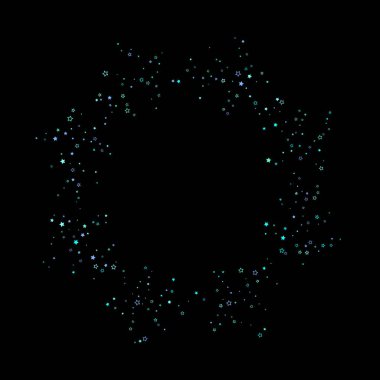 Mavi, turkuaz, turkuaz parıltılı yıldızlar, konfeti.