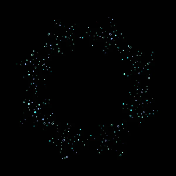 Azul, cian, estrellas de brillo turquesa, confeti. — Vector de stock