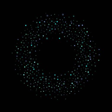 Mavi, turkuaz, turkuaz parıltılı yıldızlar, konfeti.