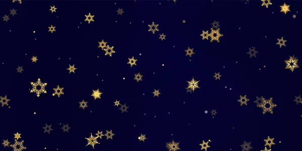 Gold Falling Snowflakes seamless pattern. — Stockový vektor