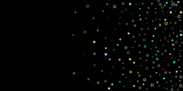 Zlato, Modré hvězdy, ozubená kola, lesklé konfety. — Stockový vektor