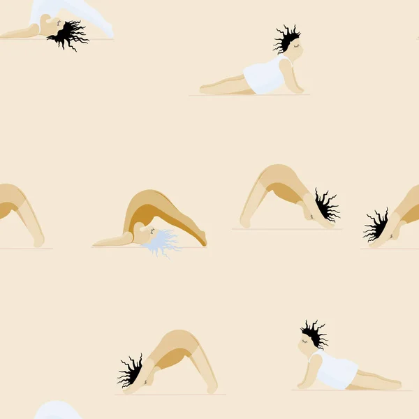 Les filles font du yoga. Modèle sans couture femme Pose Yoga — Image vectorielle