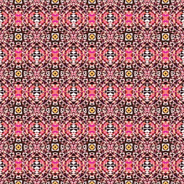 Etnik Doku Süslemesi. Turuncu, Kırmızı, Pembe Bez. 