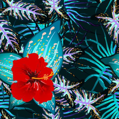 Tropik Yaprak. Modern Motif. Orman Yazdırma.