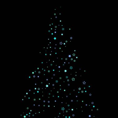 Mavi, turkuaz, turkuaz parıltılı yıldızlar, konfeti.