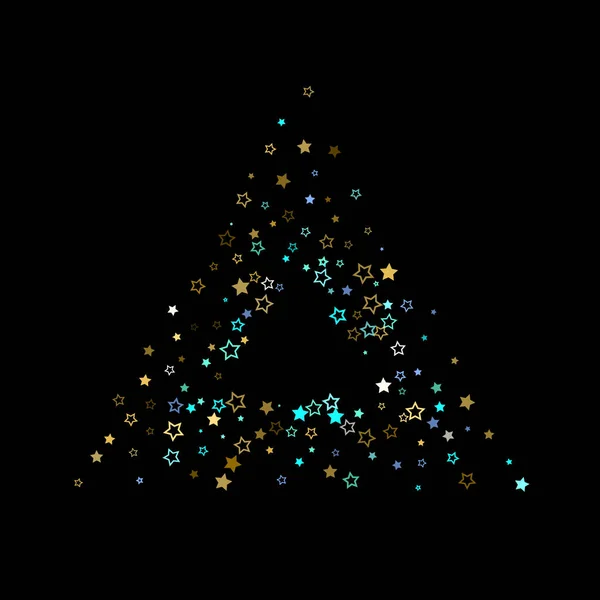 Oro, estrellas azules, piñón, confeti brillante. — Vector de stock