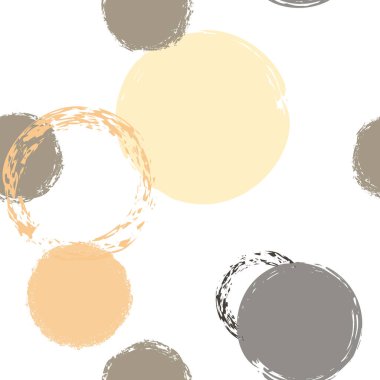 Renkli Polka Noktaları. Pastel Vektör Kusursuz Desen. Çoklu Renkli Çizim. Suluboya Şekli Kaotik Şekillerle Soyut Beyaz Arkaplan. Basit Sanatsal Paketleme. Tebeşir Fırçası Yuvarlakları, Konfeti