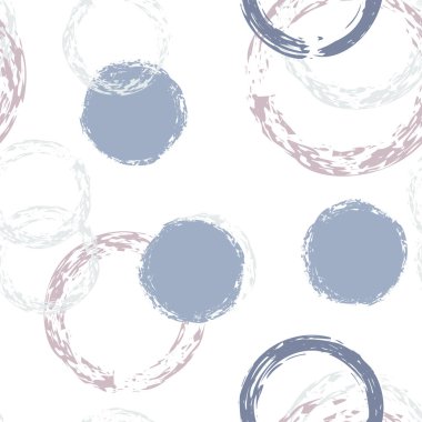 Siyah Fırça Çemberi. Vektör Kusursuz Desen. Parlak Çizim. Suluboya Şekli Kaotik Şekillerle Soyut Beyaz Arkaplan. Trend Yumuşak Paketleme. Tebeşir Fırçası Yuvarlakları, Konfeti