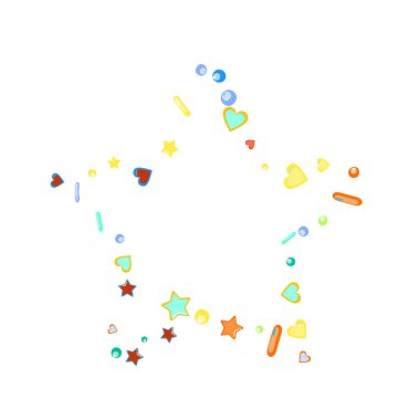 Pırıl pırıl. Çörek, tatlı, şeker, fırın geçmişi. Beyaz çikolata kaplamalı tatlı konfeti. Vector Illustration tatil tasarımları serpiyor, parti, doğum günü, davetiye.