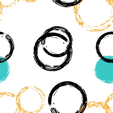 Renkli Polka Noktaları. Pastel Vektör Kusursuz Desen. Renkli dekor. Suluboya Şekli Kaotik Şekillerle Soyut Beyaz Arkaplan. Trend Yumuşak Paketleme. Tebeşir Fırçası Yuvarlakları, Konfeti