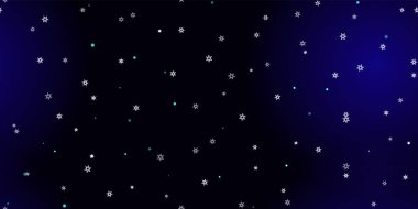 Düşen kar taneleri pürüzsüz desen. Uçan kar, don ve kar ile ilgili bir resim. Mavi gece geçmişinde noel kutlaması için kusursuz bir baskı. Yeni Yıl için Tatil Vektörü illüstrasyonu
