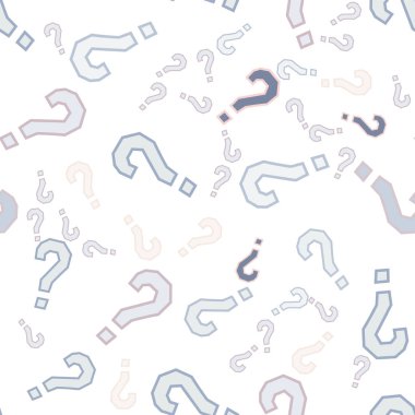 Kusursuz bir örnek. Soru işaretleri, şüphe, faq geçmişi. Basit sonsuz tekrarlama motifi. Anket, inceleme, sorgulama, sorgulama geçmişi. Kamuoyu yoklaması, kamuoyu yoklaması temsilcisi illüstrasyonu için şablon.