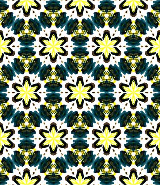 Modern Soyut, Sonsuz Tekrar Boyama. Talavera, Tunus, Türk, Arap süsü. Geleneksel Grafik. Kabile Halkı Örgü. Sarı, Yeşil Element. Madalyon dokusu.