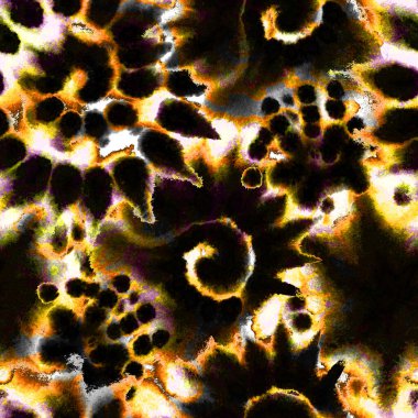 Suluboya el boyası kusursuz desen. Benekler, noktalar ve yırtık kenarlarla karıştırılmış illüstrasyon. Modern soyut arka plan. Tekstil, yüzey, moda, mayo tasarımı için sonu gelmeyen gerçeküstü desen.