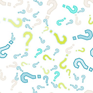 Kusursuz bir örnek. Soru işaretleri, şüphe, faq geçmişi. Basit sonsuz tekrarlama motifi. Anket, inceleme, sorgulama, sorgulama geçmişi. Kamuoyu yoklaması, kamuoyu yoklaması temsilcisi illüstrasyonu için şablon.