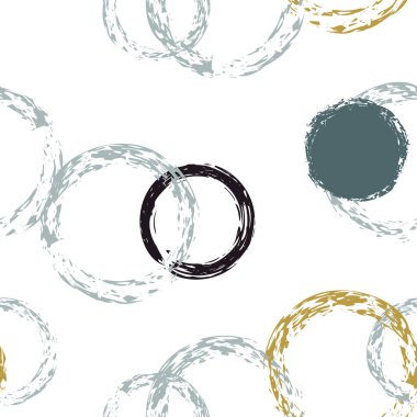 Polka Nokta. Doku Vektörü Kusursuz Desen. Çok renkli tasarım. Suluboya Şekli Kaotik Şekillerle Soyut Beyaz Arkaplan. Trend Retro Giftwrap. Tebeşir Fırçası Yuvarlakları, Konfeti