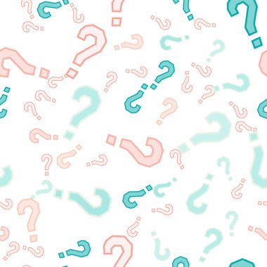 Kusursuz bir örnek. Soru işaretleri, şüphe, faq geçmişi. Basit sonsuz tekrarlama motifi. Anket, inceleme, sorgulama, sorgulama geçmişi. Kamuoyu yoklaması, kamuoyu yoklaması temsilcisi illüstrasyonu için şablon.