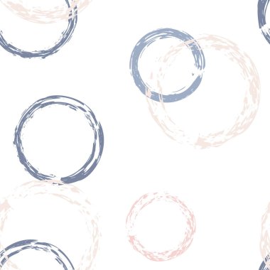 Siyah Fırça Çemberi. Vektör Kusursuz Desen. Canlı Noktalı Desen. Suluboya Şekli Kaotik Şekillerle Soyut Beyaz Arkaplan. Modern Retro Giftwrap. Tebeşir Fırçası Yuvarlakları, Konfeti