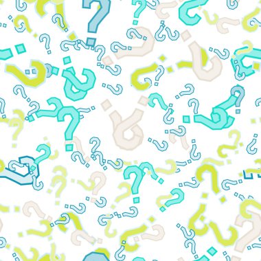 Kusursuz bir örnek. Soru işaretleri, şüphe, faq geçmişi. Basit sonsuz tekrarlama motifi. Anket, inceleme, sorgulama, sorgulama geçmişi. Kamuoyu yoklaması, kamuoyu yoklaması temsilcisi illüstrasyonu için şablon.