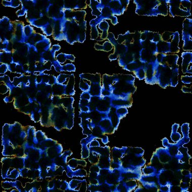 Gerçeküstü, psikedelik ıslak boya izi. Suluboya karışık akış noktaları, noktalar, yırtık kenarlar. Tekstil, yüzey, moda, mayo ve modern tasarım için bitmeyen tekrarlanan soyut arkaplan.