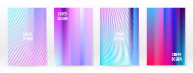 Holografik Poster seti. Iridescent Teknoloji Kapağı. Mobil Grafik Şablonu. Vektör Posteri. Gradyan örgü. Fütürist Sanal Şablon Tasarımı. Modern Soyut Arkaplan 90 'lar, 80' ler Retro Biçimi.