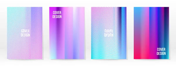 Holographic Poster Set Iridescent Technology Cover Mobile Graphic Template Vector — Stock Vector