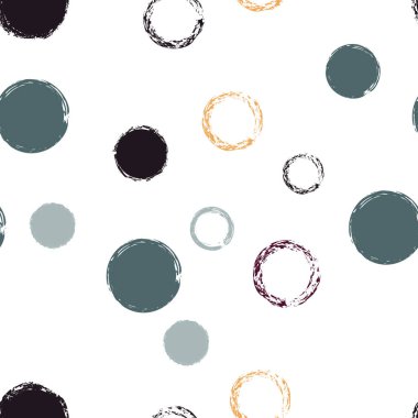 Polka Dot. Texture Vector Seamless Pattern. Bright Dotted Pattern. White Abstract Background With Watercolor Fall Chaotic Shapes. Grunge Artistic Surface. Chalk Brush Rounds, Confetti