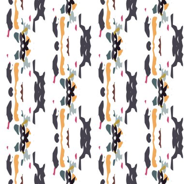 Ikat, kravat boyası. Batik, El Çekimi Süsü. Coğrafi Yüzey. Bitmek bilmeyen boyama. Kahverengi Ochre Modern Etnik Eski Kumaş. Süslü suluboya Ikat Mozaiği.