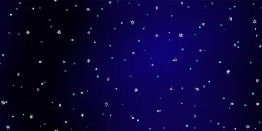 Düşen kar taneleri pürüzsüz desen. Uçan kar, don ve kar ile ilgili bir resim. Mavi gece geçmişinde noel kutlaması için kusursuz bir baskı. Yeni Yıl için Tatil Vektörü illüstrasyonu