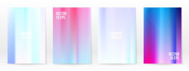 Holografik Poster seti. Iridescent Teknoloji Kapağı. Mobil Grafik Şablonu. Vektör Posteri. Gradyan örgü. Fütürist Sanal Şablon Tasarımı. Modern Soyut Arkaplan 90 'lar, 80' ler Retro Biçimi.