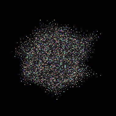 Parıldayan Parıldayan Yıldızlar. Holografik Parıltı Düşen Konfeti. Rainbow Sprocket, Shiny Little, Balls, Circles. Rastgele Düşen Kara Arkaplan. Yeni Yıl Dağılmış Noel Vektörü illüstrasyonu.