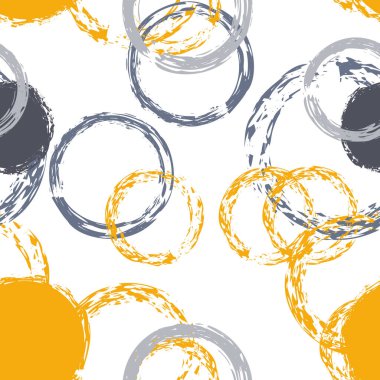 Şirin Polka Noktaları. Sonsuz Tekrar Yazdır. Renkli süs. Suluboya Şekli Kaotik Şekillerle Soyut Beyaz Arkaplan. Modern Vintage Kumaş. Tebeşir Fırçası Yuvarlakları, Konfeti