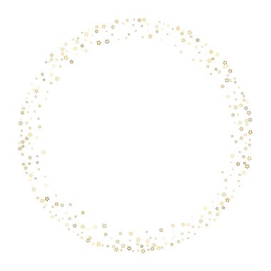 Altın Parıldayan Yıldızlar. Lüks Parlak Konfeti. Dağınık küçük bir parıltı. Parlak gümüş element. Rastgele sihirli minik ışık. Yıldızların beyaz arka planı. Yeni Yıl, Noel Vektörü illüstrasyonu.