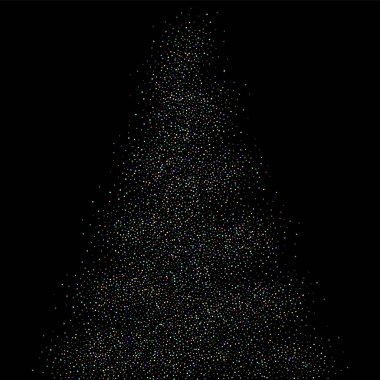 Parıldayan Parıldayan Yıldızlar. Holografik Parıltı Düşen Konfeti. Rainbow Sprocket, Shiny Little, Balls, Circles. Rastgele Düşen Kara Arkaplan. Yeni Yıl Dağılmış Noel Vektörü illüstrasyonu.