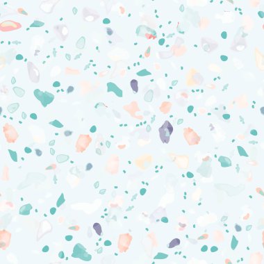 Terrazzo Doku Vektörü. Döşemesi olmayan desen. Zemin Granit desenli. Taş, Kaya, Mermer Tekstil Arkaplanı. Doğal Pavement, Mozaik Şablonu. Kuvars, Çakıl Taşı. İç Dekorasyon Tasarımı.