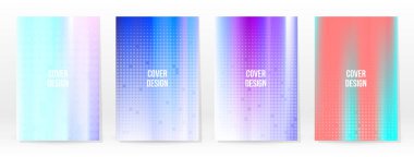 Holografik Poster seti. Iridescent Teknoloji Kapağı. Mobil Grafik Şablonu. Vektör Posteri. Gradyan örgü. Fütürist Sanal Şablon Tasarımı. Modern Soyut Arkaplan 90 'lar, 80' ler Retro Biçimi.