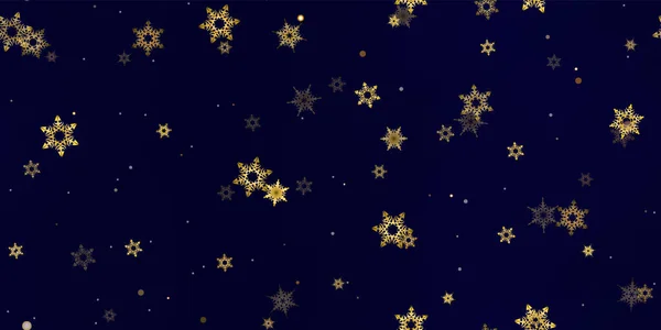 Gold Falling Snowflakes Nahtloses Muster Illustration Mit Fliegendem Schnee Frost — Stockvektor