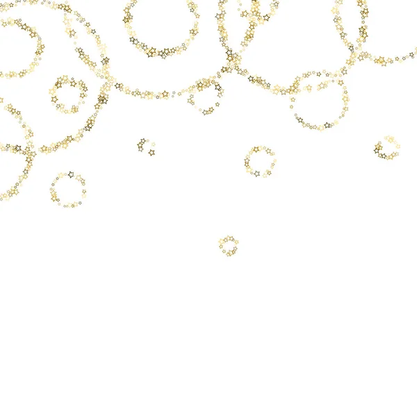 Gold Glitter Stars Lujo Confetti Brillante Pequeño Brillo Disperso Brillo — Vector de stock